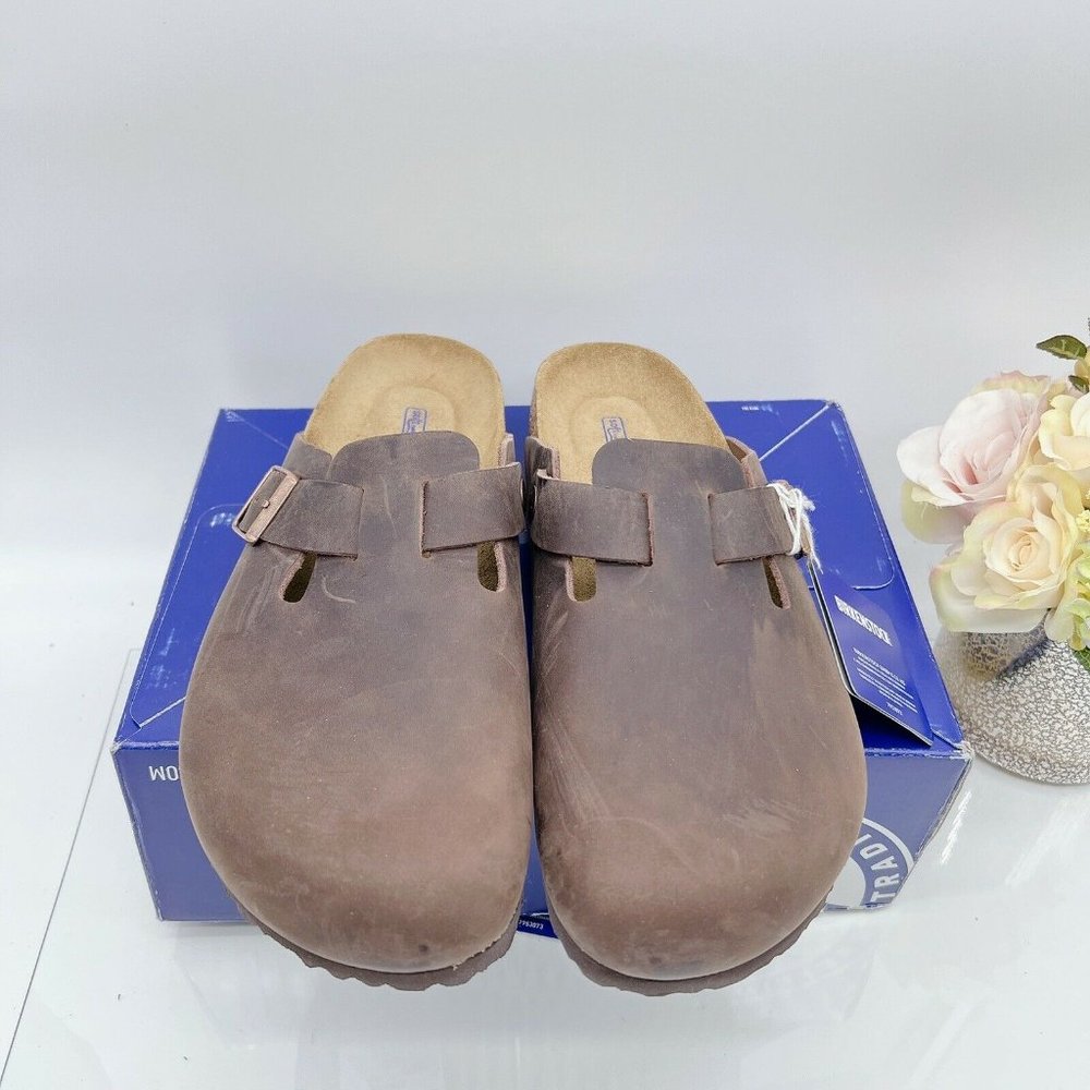 Birkenstock Soft Footbed Boston Clog Oiled Leather Habana EU 45 Mens US 12- 12.5 - Picture 8 of 12